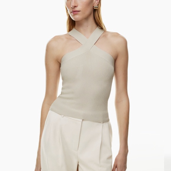 Aritzia BABATON Sculpt knit, criss-cross halter style top - Picture 1 of 4
